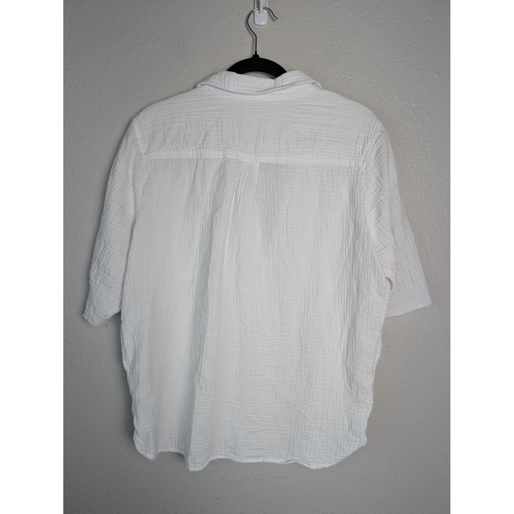 J.Crew Womens White Double Gauze Cotton Short Sleeve Button Down Shirt Large - Picture 2 of 8